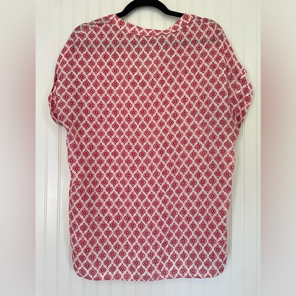 Pleione Red/Cream Blouse | Size Large - Picture 2 of 3